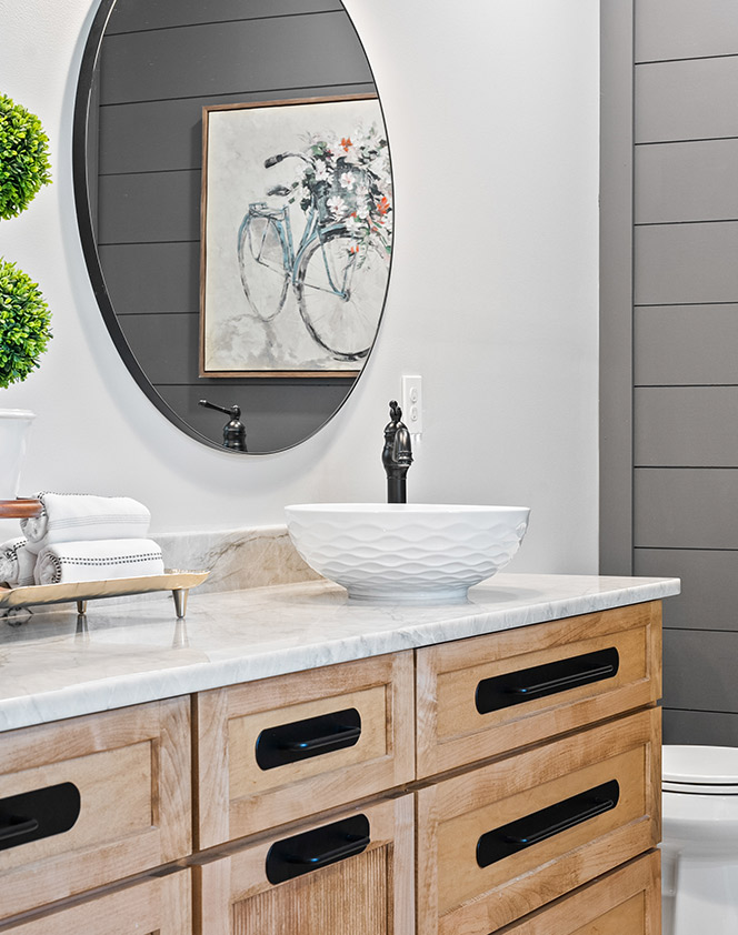 Luxury bathroom sink cabinet & oval mirror