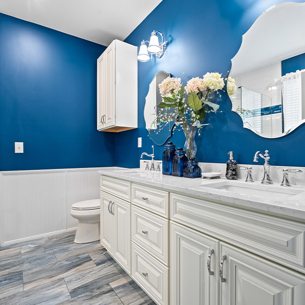 blue and white bathroom